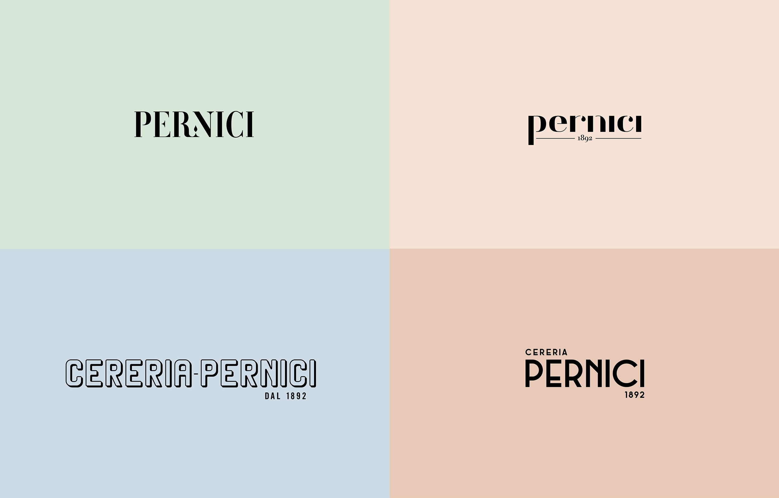 Some other design proposals that were playing with the idea of combining the past and the future of Cereria Pernici. Some of them were more linked with the contemporary image of the brand, some others were strongly inspired by the old look of the company and by the sign painting style of old Italian workshops and shop windows.