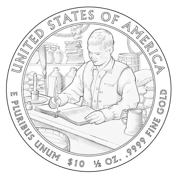  Coin design and illustration for sculpt, 2009. Buchanan’s “Liberty” was part of the First Spouse Series, to be released simultaneously with the Buchanan dollar, but Buchanan was one of the presidents who remained unmarried during his presidency. The