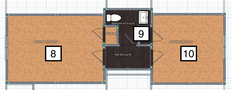 8. Bedroom #3 - > Master Bedroom // 9. Powder Room // 10. Bedroom #4 -> Podcast Studio