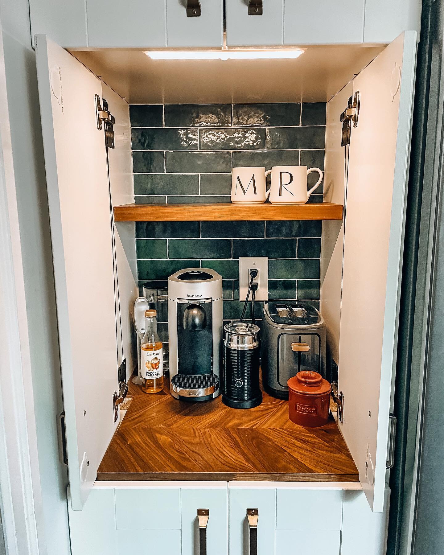 My goal was always for these appliance garages to feel like little jewelry boxes, a beautiful and unexpected surprise hiding behind ordinary-looking cupboard doors. In a kitchen where I made a lot of choices with resale value in mind, these were just