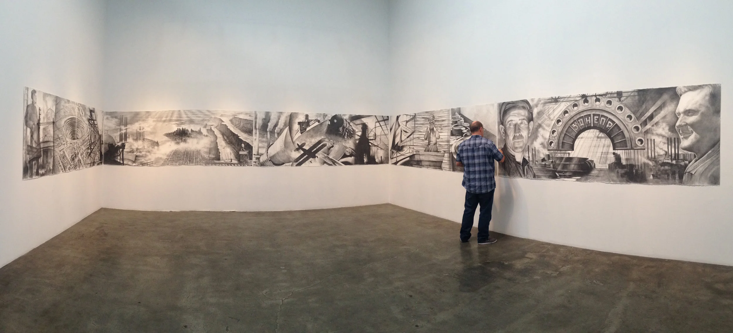 Installation View: "Where We Were, and How We Got There", 2015 graphite on paper 42" x 600" Lora Schlesinger Gallery, Santa Monica, CA