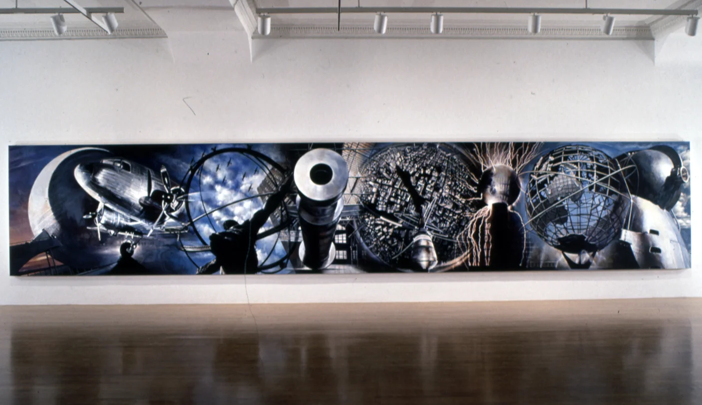 "20th Century Limited" 1998 oil on 4 panels 72" x 384" Collection: American General, Houston, TX From the exhibition "20th Century Limited" at BlumHelman Gallery, NY, NY