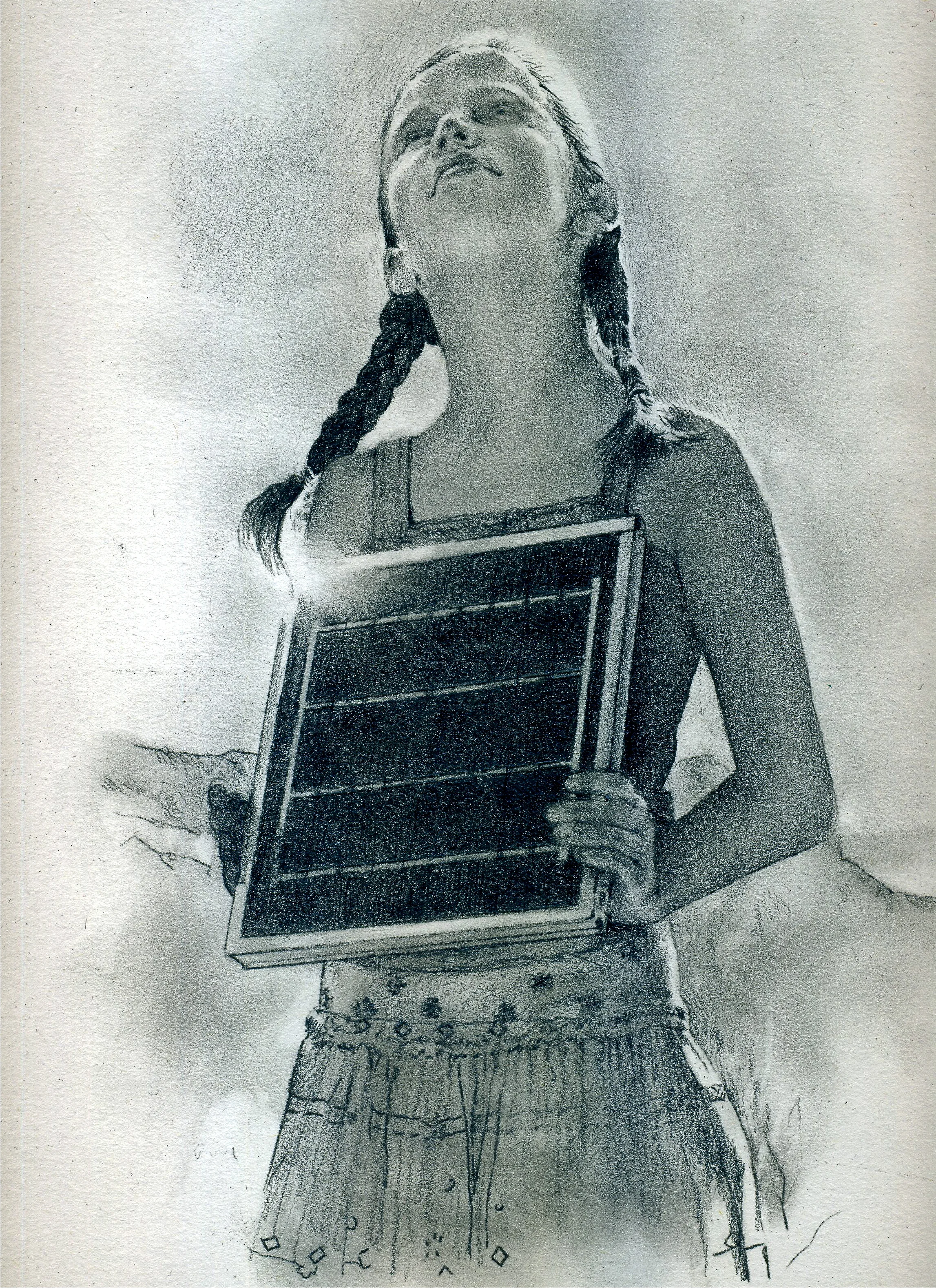 "Rosemont Copper Girl", 2008 graphite on paper 12" x 9" Private Collection, Tucson, AZ