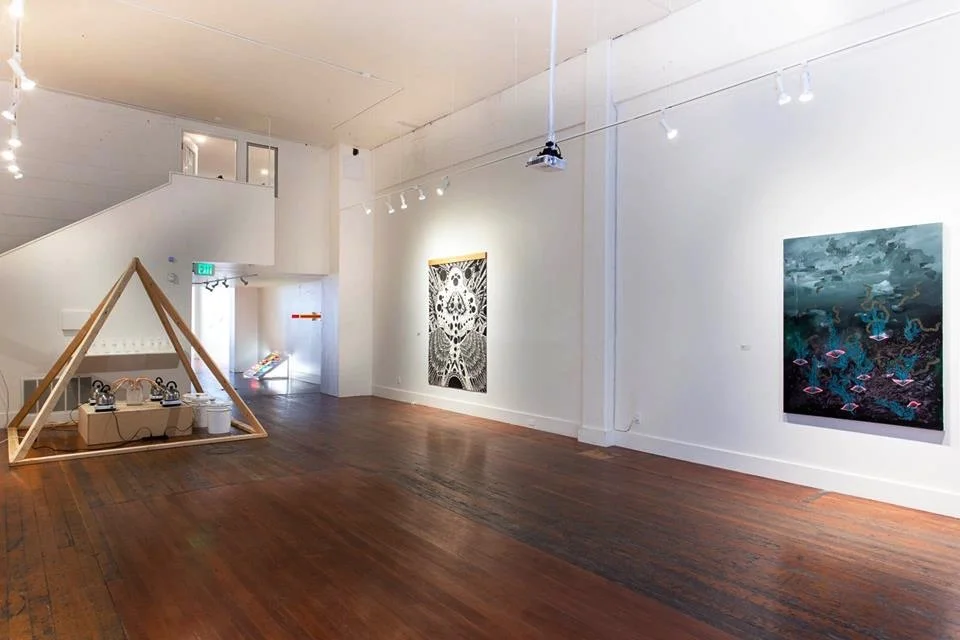 "The Known Universe" Curated by Lawrence Gipe and Sarah Tell Installation View at Root Division Gallery, San Francisco, CA Left: Michal Wisniowski Center: Nathan Hayden Right: Scott Greenwalt