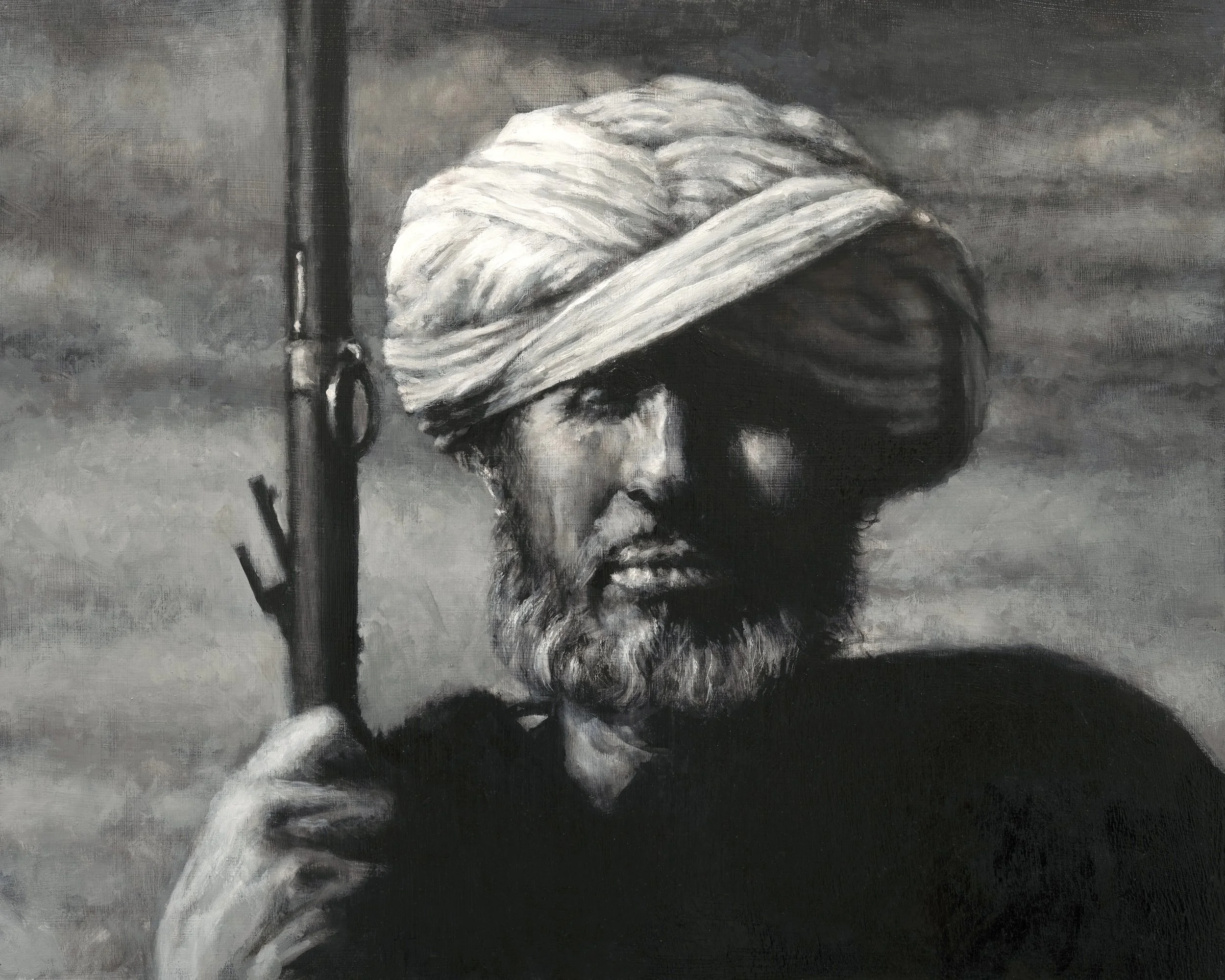 One of the later Casbah noirs was “Fort Algiers”, partially filmed on location in North Africa. The work above: “Study No. 3 from Casbah Noir_2025_oil on panel_16" x 20", is derived from a screenshot of a momentary appearance of an uncredited backgr