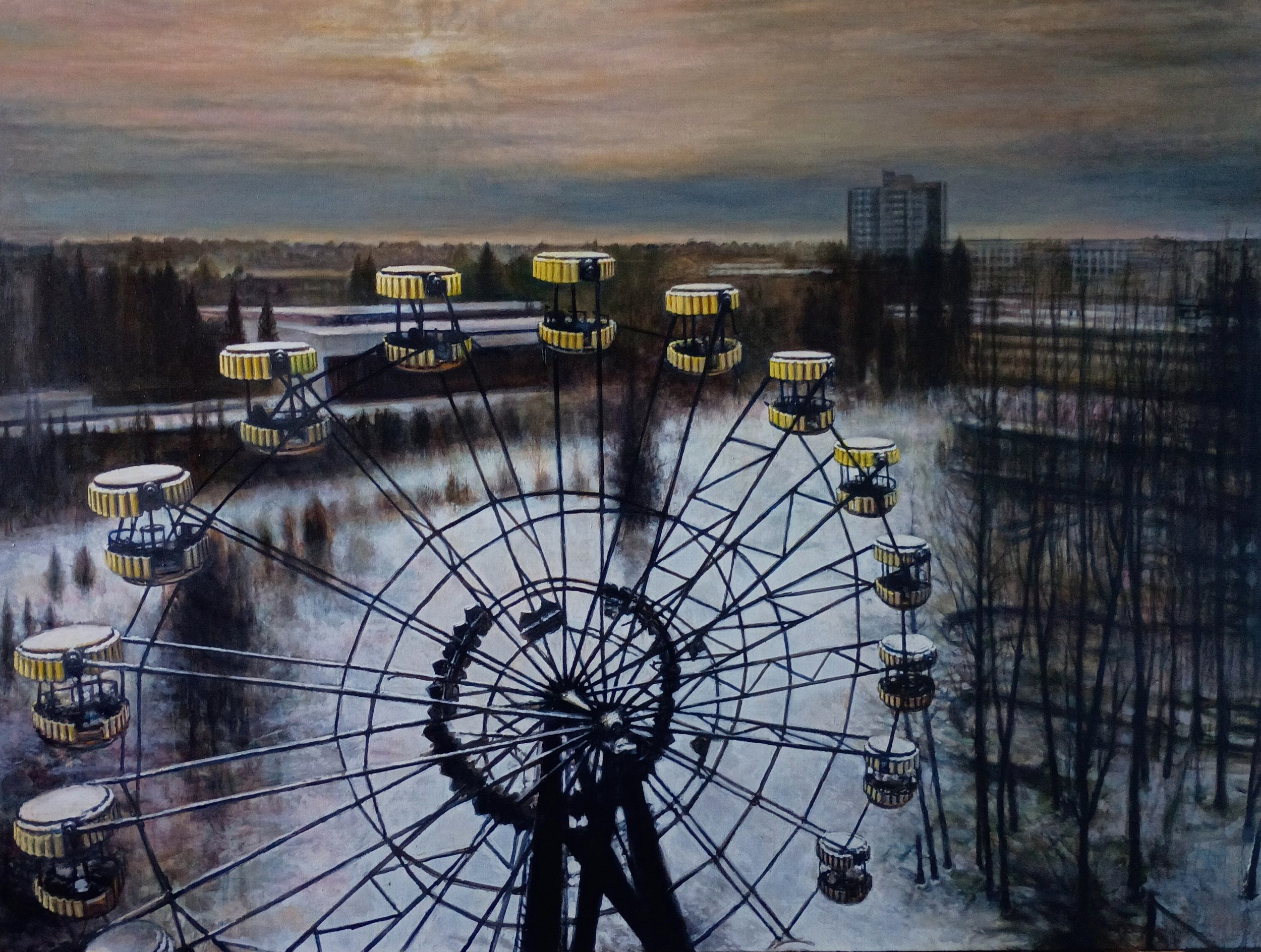 Russian Drone Painting 7 (Ferris Wheel at Pripyat, 2016)