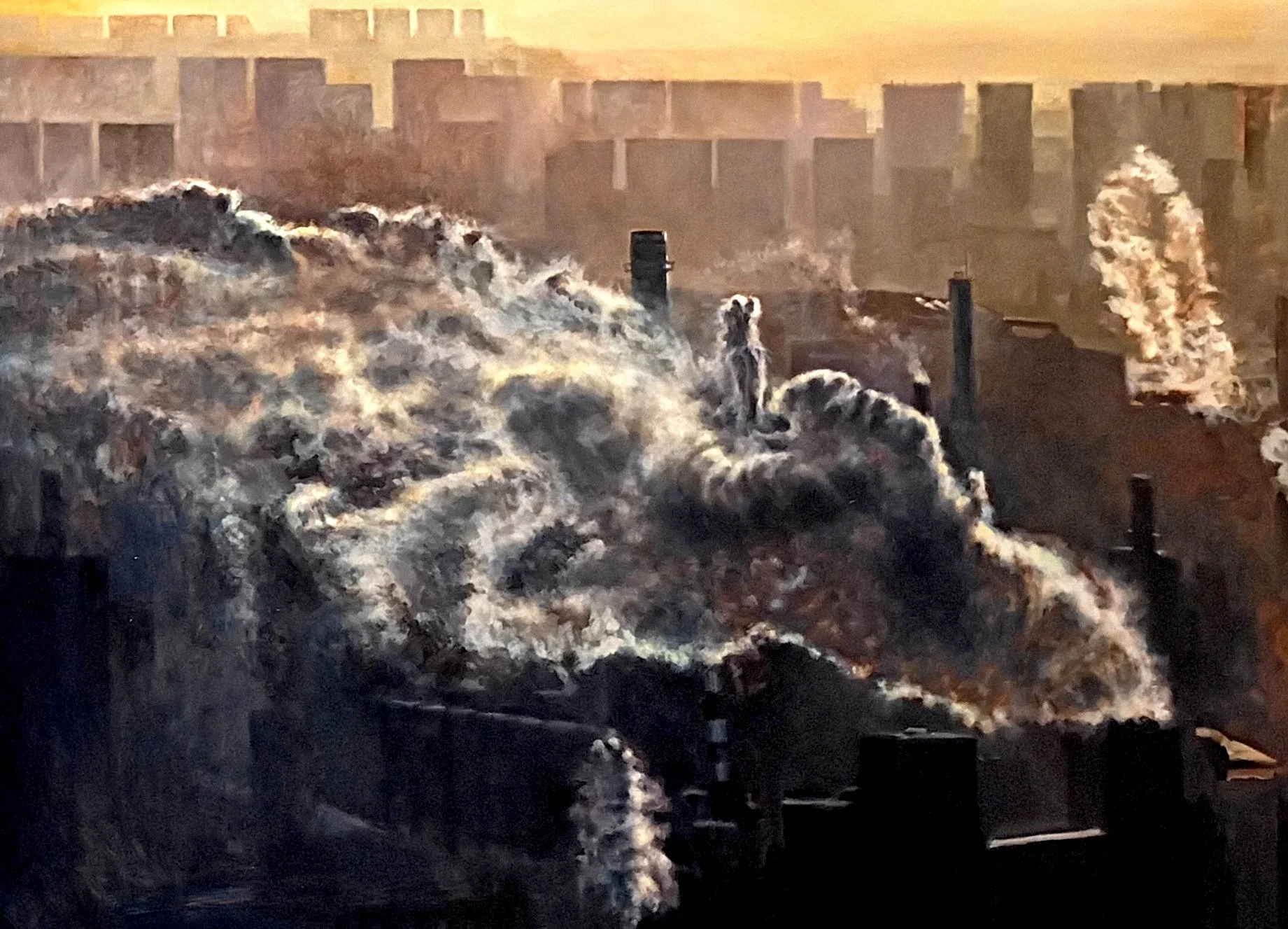 Diptych Panel No. 2  (from "Fables of Tomorrow"; Illegal Chinese coal plant, 2021)