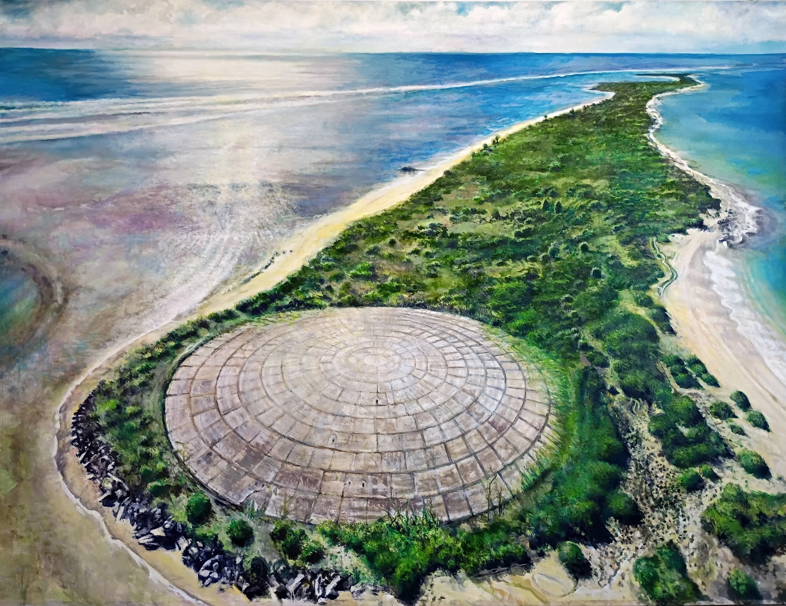 "No. 2 from the Vanishing Islands Project: Runit Island, Marshall Islands", oil on canvas, 72" x 96"