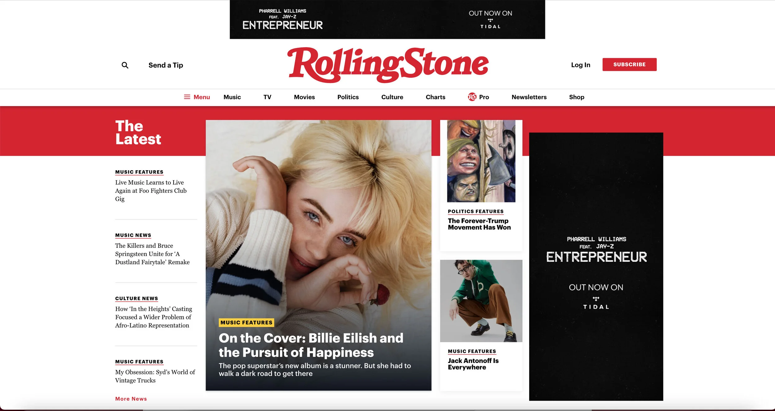 Website Digital Ads and Banners for TIDAL