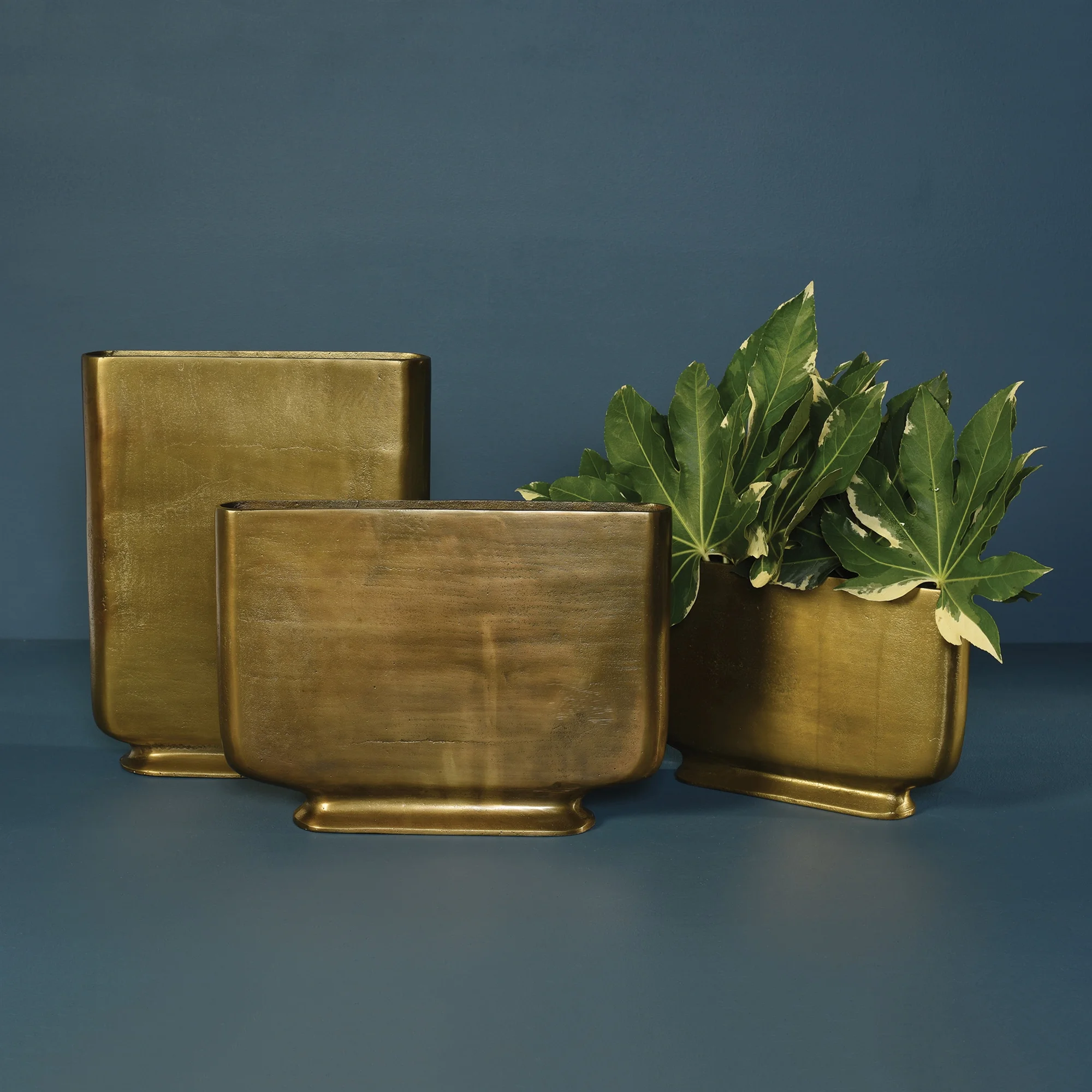 Brass Plated Sleek Decorative Vase Collection Styled