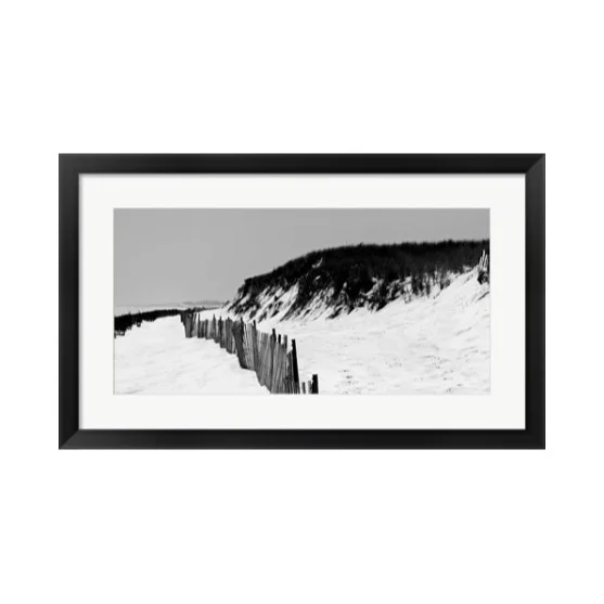 Black and White Beach Shore Panorama Framed Print