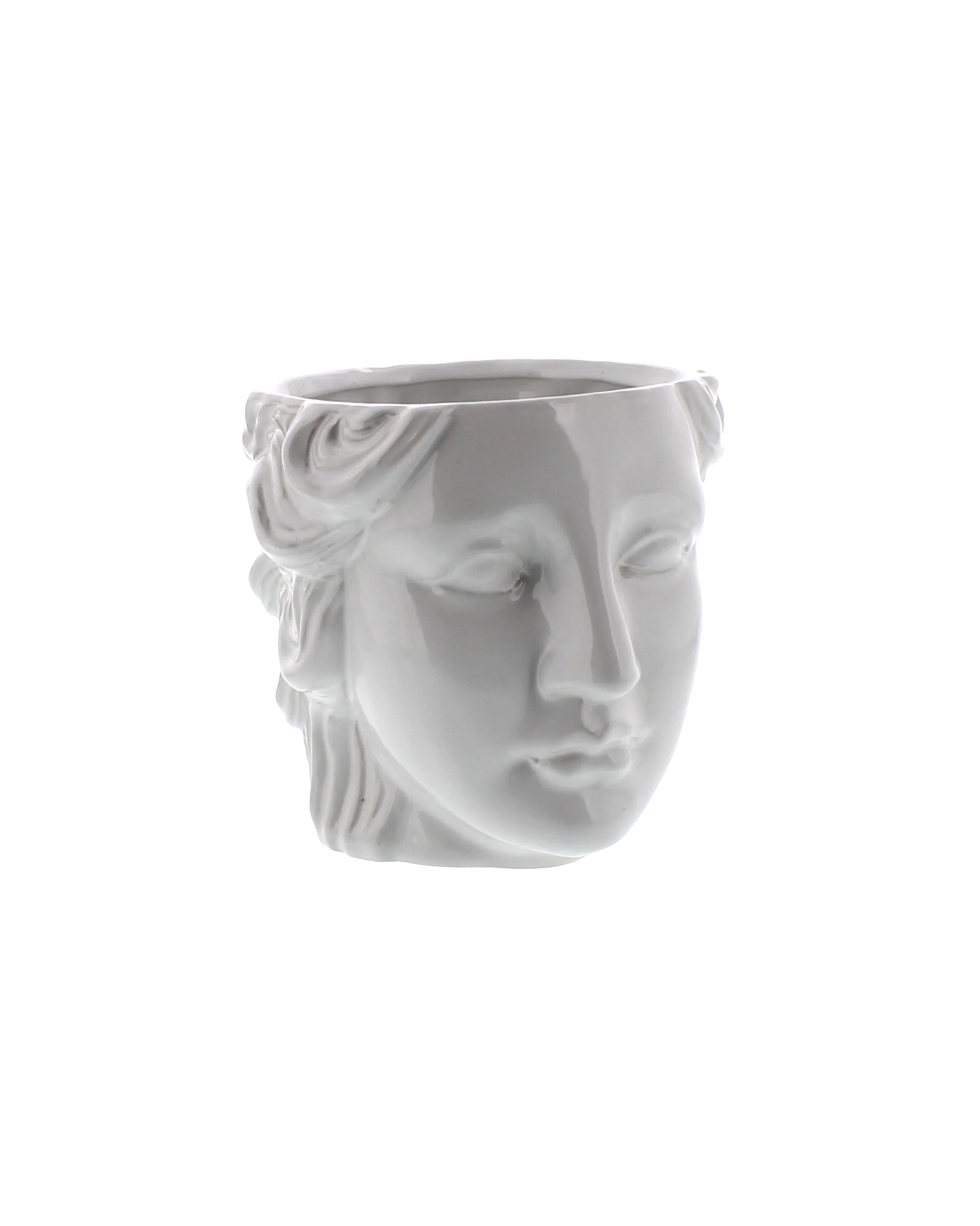 Juno Grecian Head White Ceramic Planter Decor