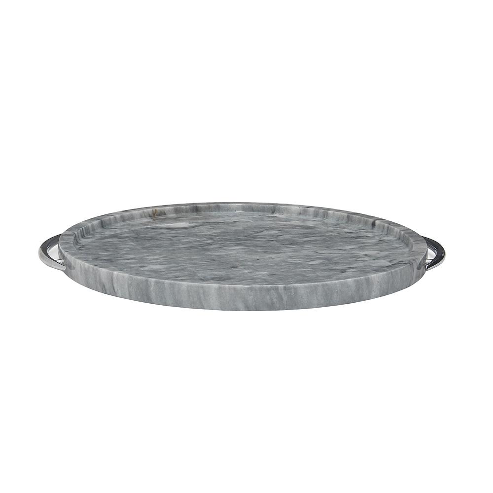 Round Solid Marble Designer Serve Tray Cloud Grey