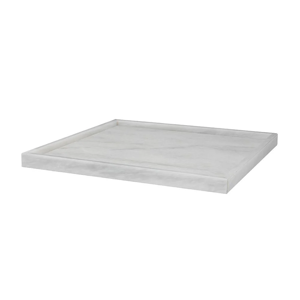 Designer White Pearl Rectangular Marble Tray
