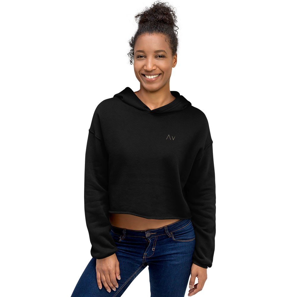 franklinAve Streetwear Design Logo Black Cropped Hoodie