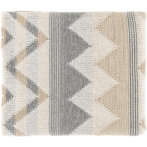 Indio Desert Neutral Chevron Throw Tan, Ivory, Light Grey