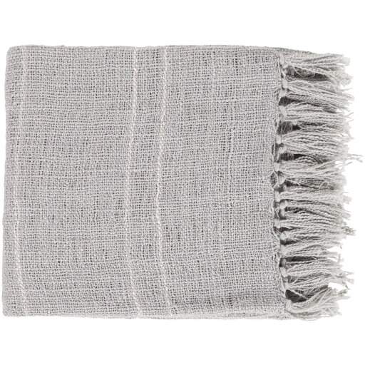 Soft Grey Traveler Throw Striped Fringe