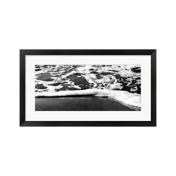 Black and White Beach Shore Framed Coastal Art Print