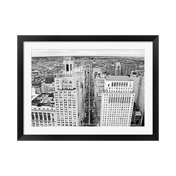 Black and White Broad Street Buildings New York Framed Art Print