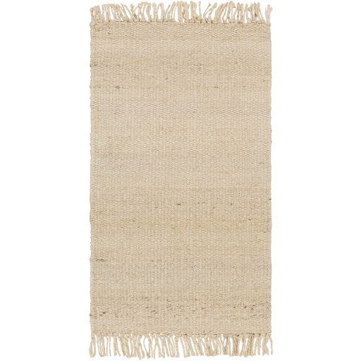 Bleached Natural Jute Fringe Area Rug