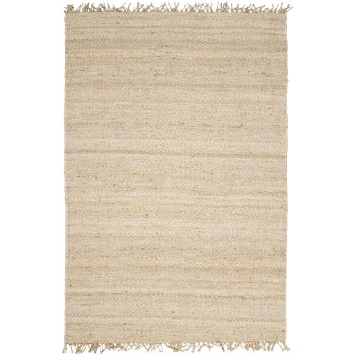Bleached Natural Jute Fringe Area Rug