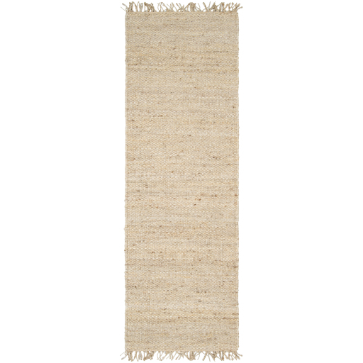 Bleached Natural Jute Fringe Area Runner Rug