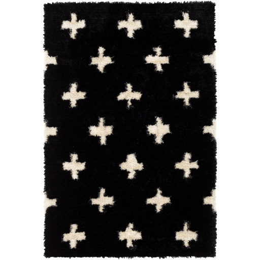 Black/Ivory Hand Tufted Plus Sign Cross Indoor Rug