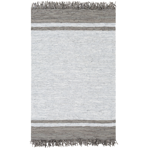 Taupe Leather Hand Woven Designer Fringe Indoor Rug Collection