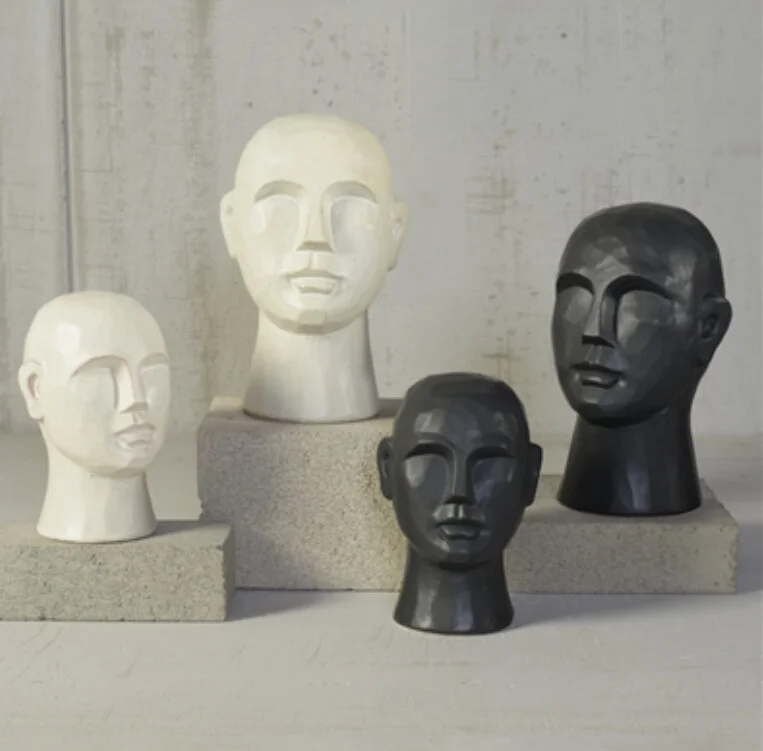 Gris Geometric Bust Collection Black Cream Decor Object Head