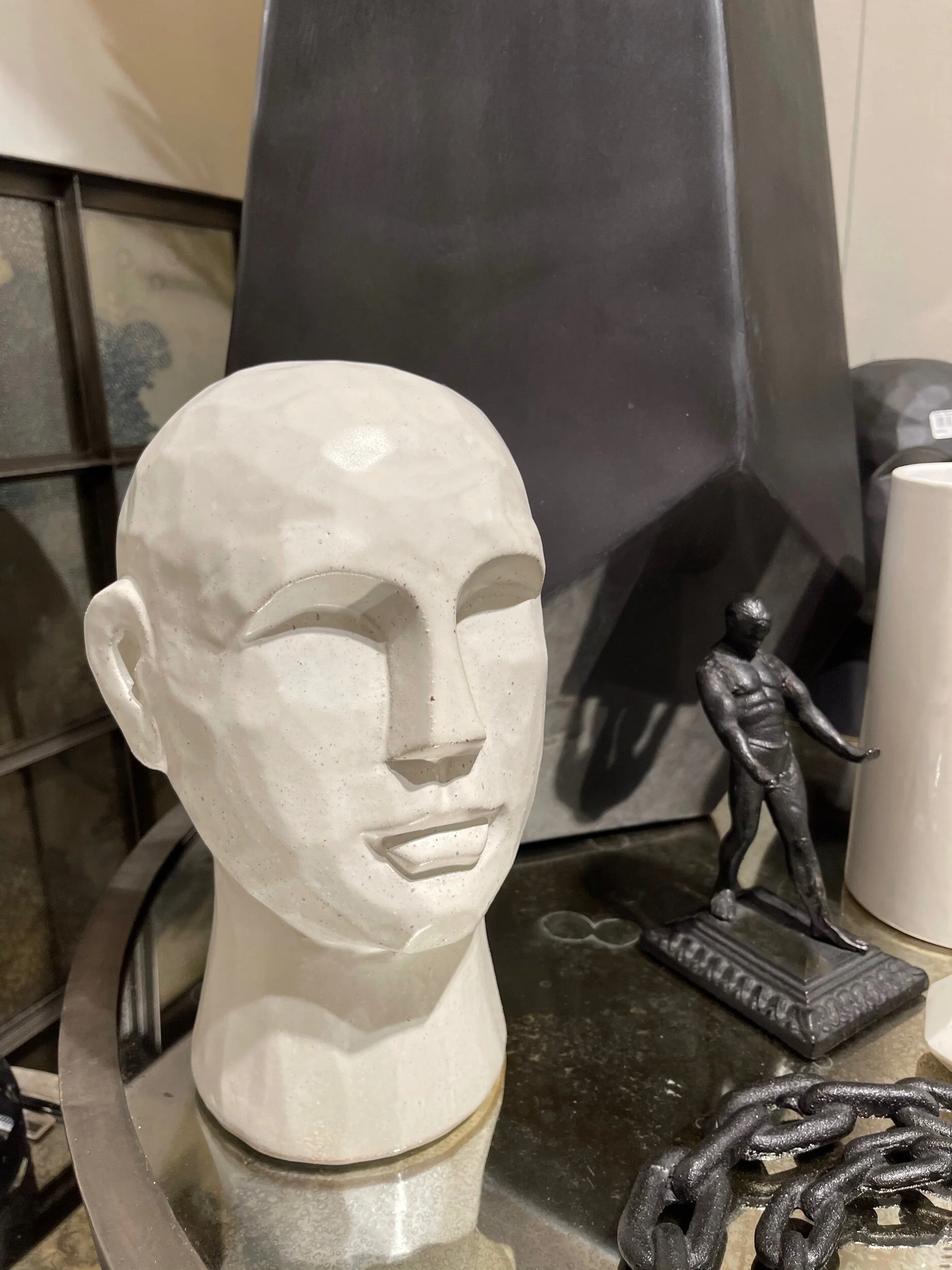 Cast Iron Strong Man Card Holder Gris Bust Decor