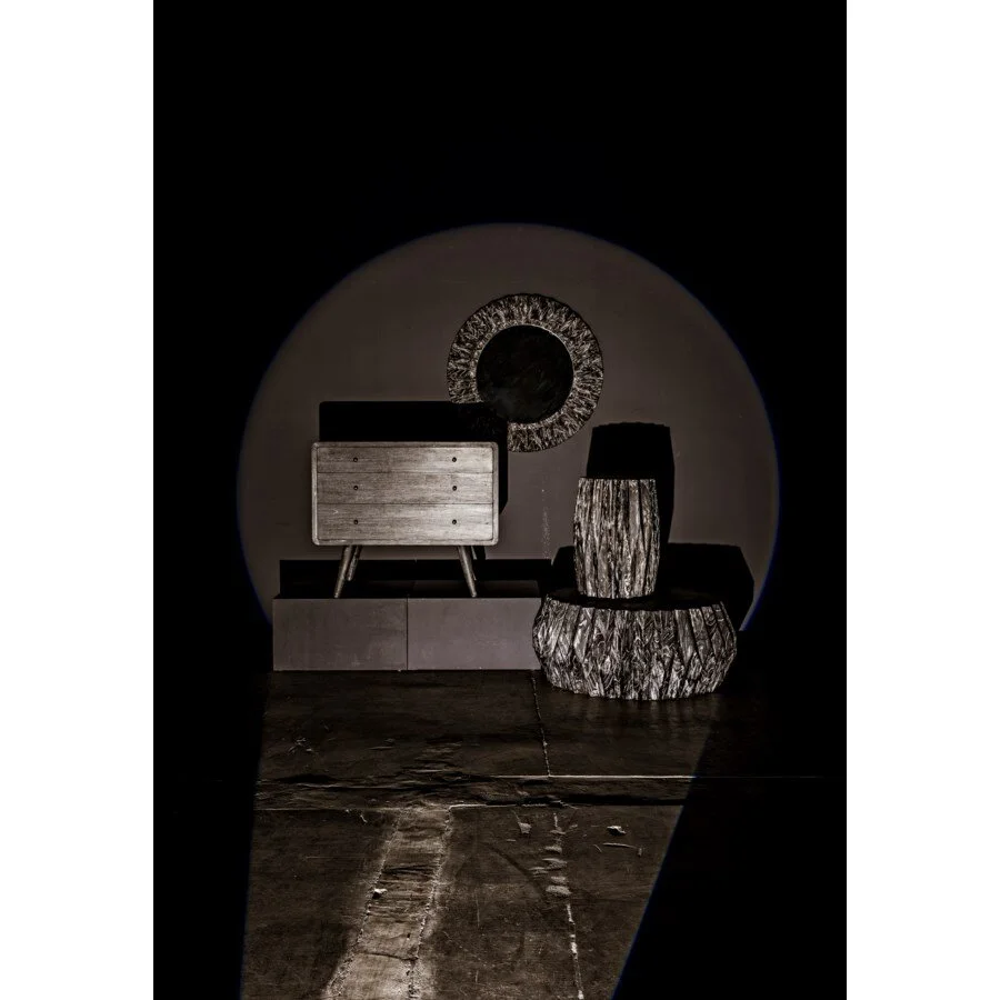 Cinder Black Cedar Round Accent Table Collection