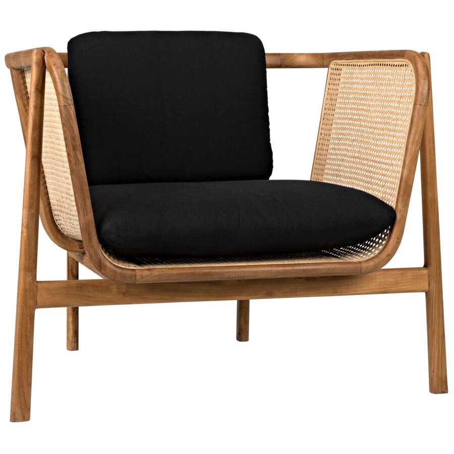 Gaston Black Rubbed Natural Cane Chair