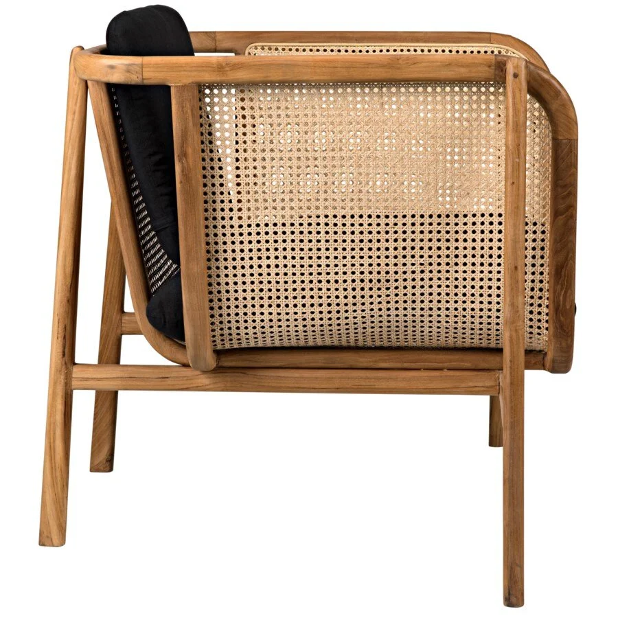 Gaston Black Rubbed Natural Cane Chair