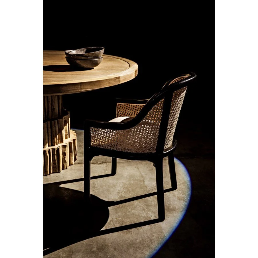 Gaston Black Rubbed Natural Cane Chair