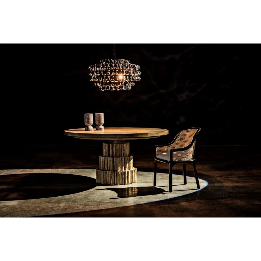 Gaston Black Rubbed Natural Cane Chair