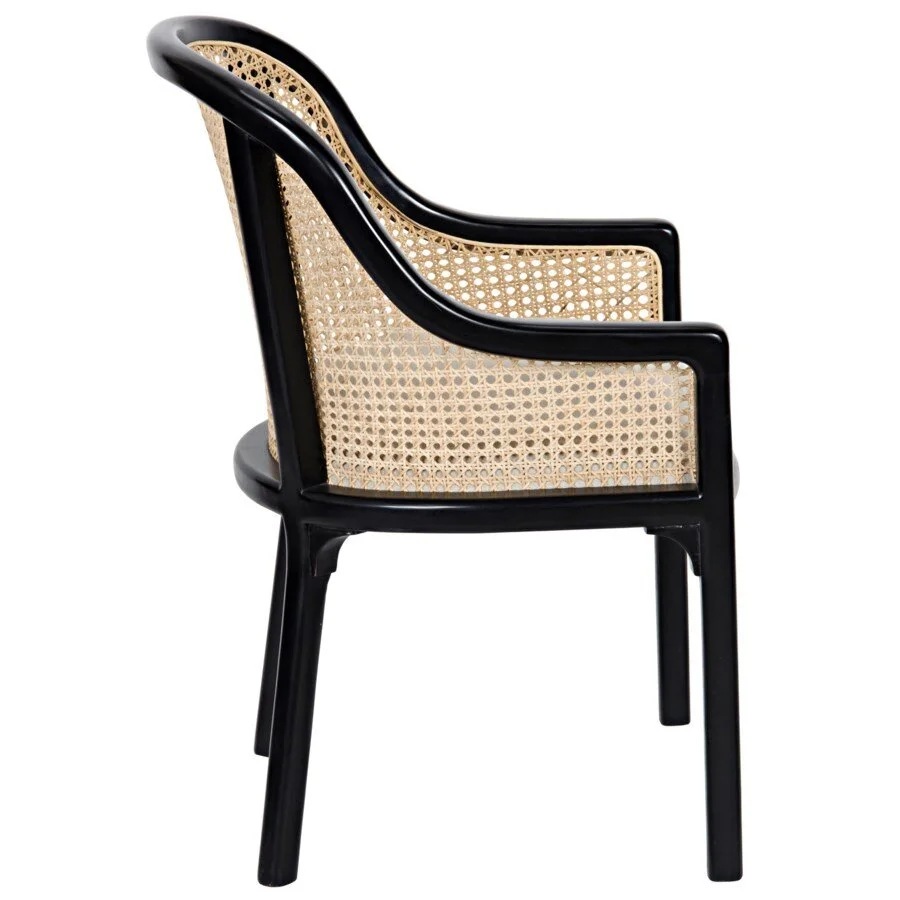 Gaston Black Rubbed Natural Cane Chair