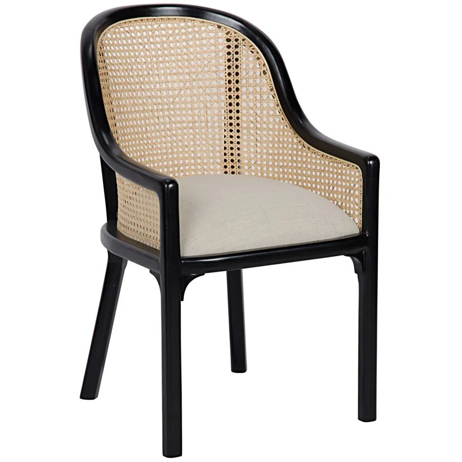 Gaston Black Rubbed Natural Cane Chair