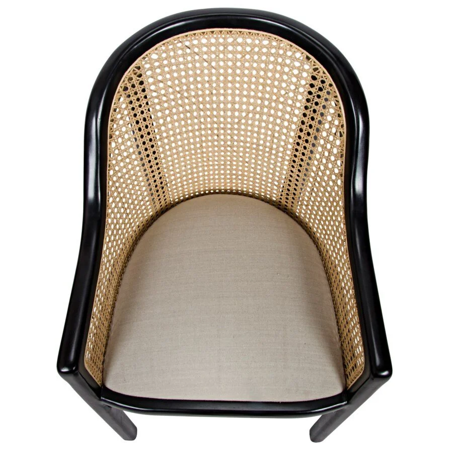 Gaston Black Rubbed Natural Cane Chair