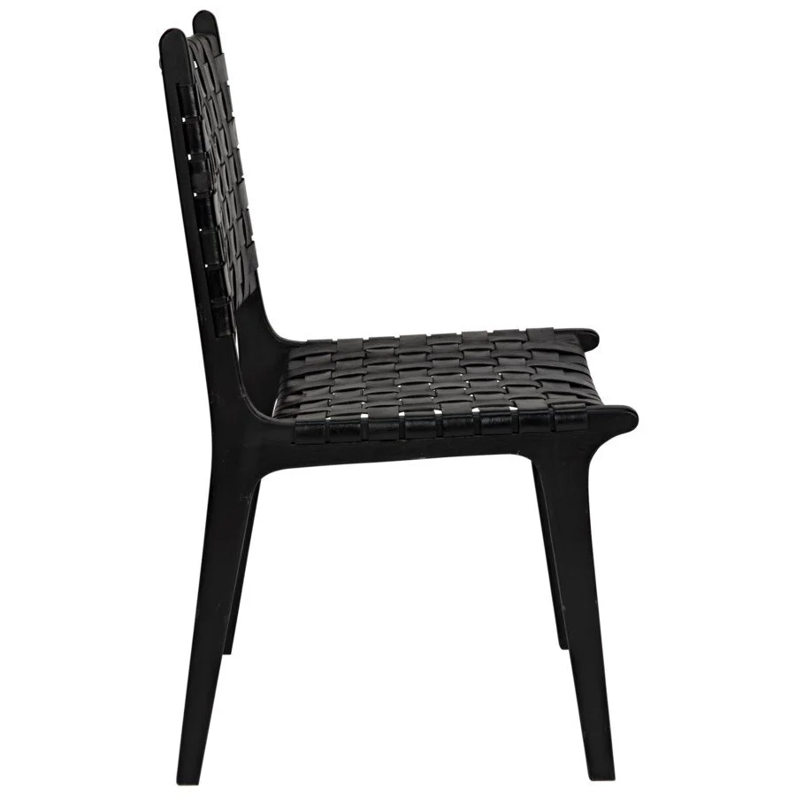 Dede Black Leather Dining Chair