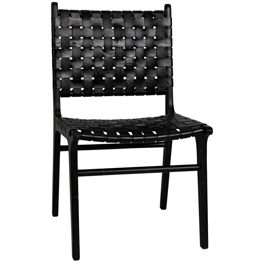 Dede Black Leather Dining Chair
