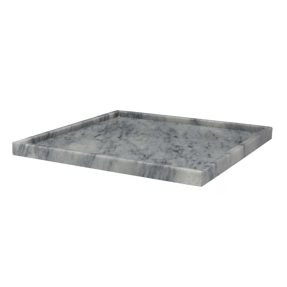 Cloud Grey Marble Square Serving Designer Decor Tray