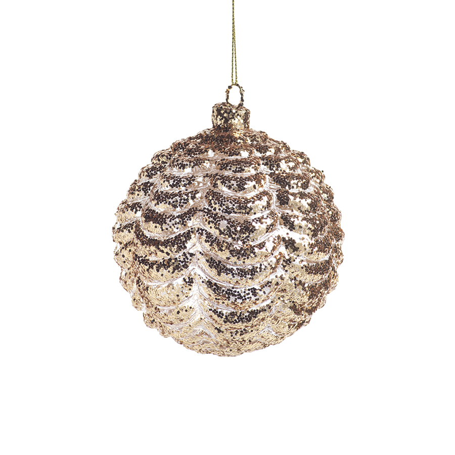 Deco Gold Gitter Scalloped Holiday Ornament