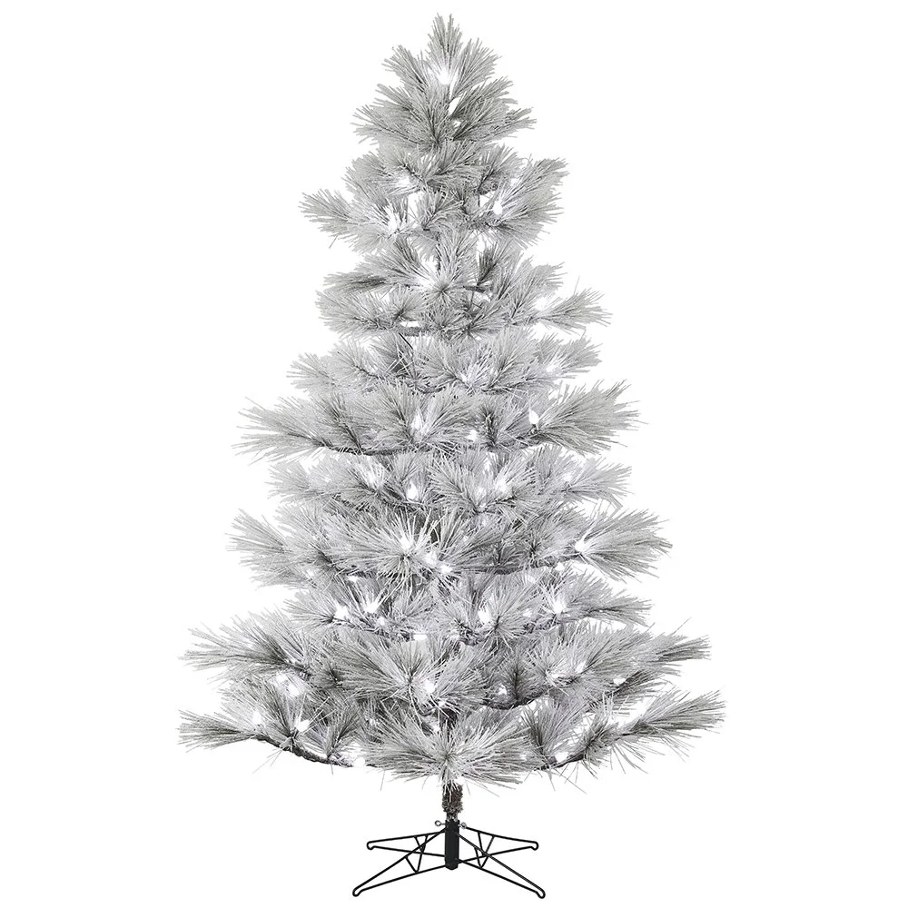 Flocked Alder Needle Pine Prelit Tree