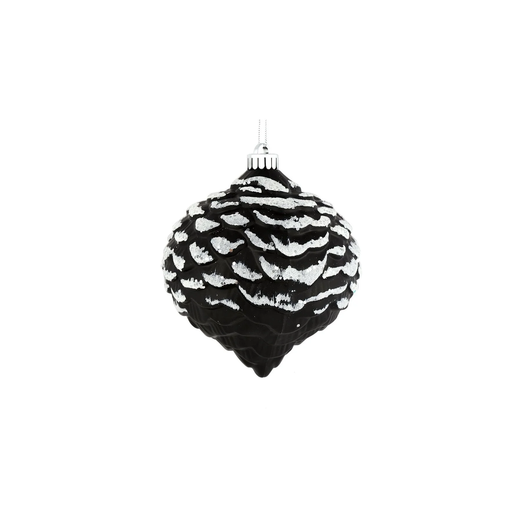Black Glitter Pinecone Ornament Set