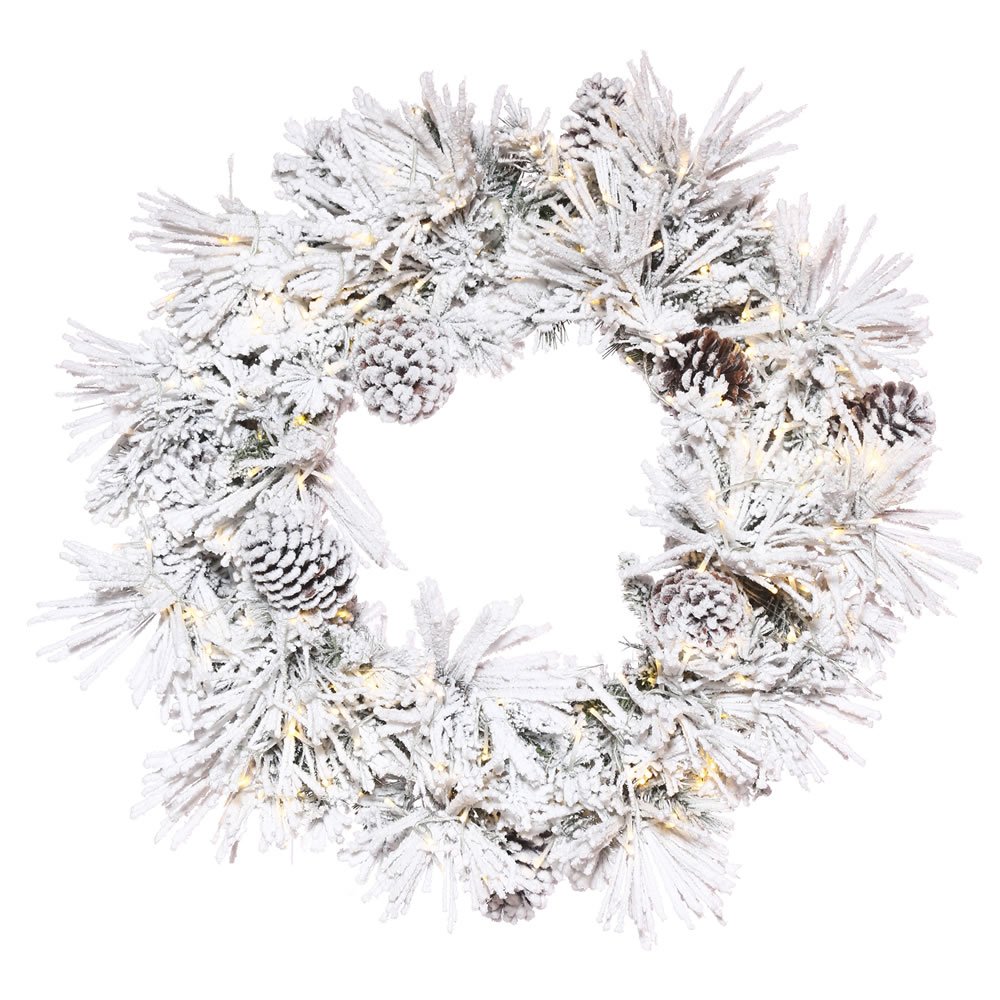 Snowy Pinecone Flocked Holiday Winter  Wreath