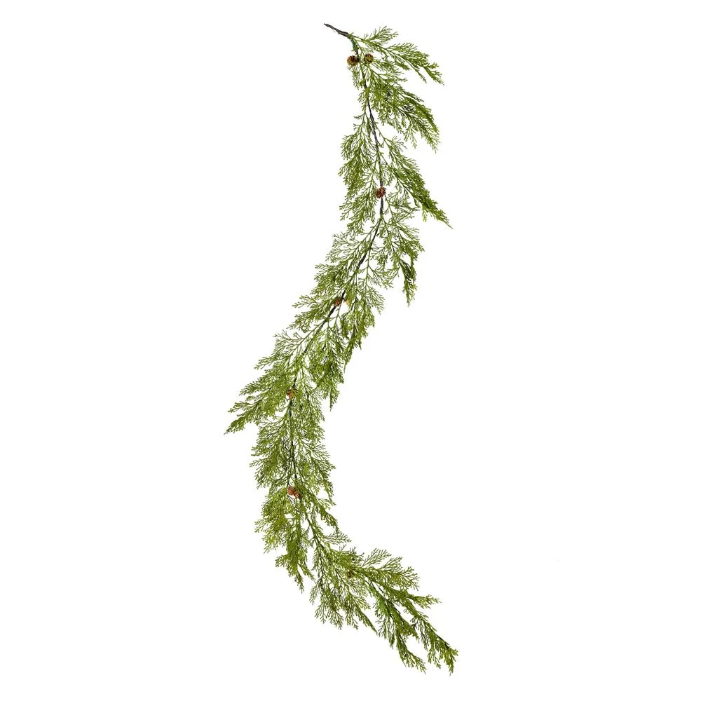 Green Cedar Pinecone Christmas Garland