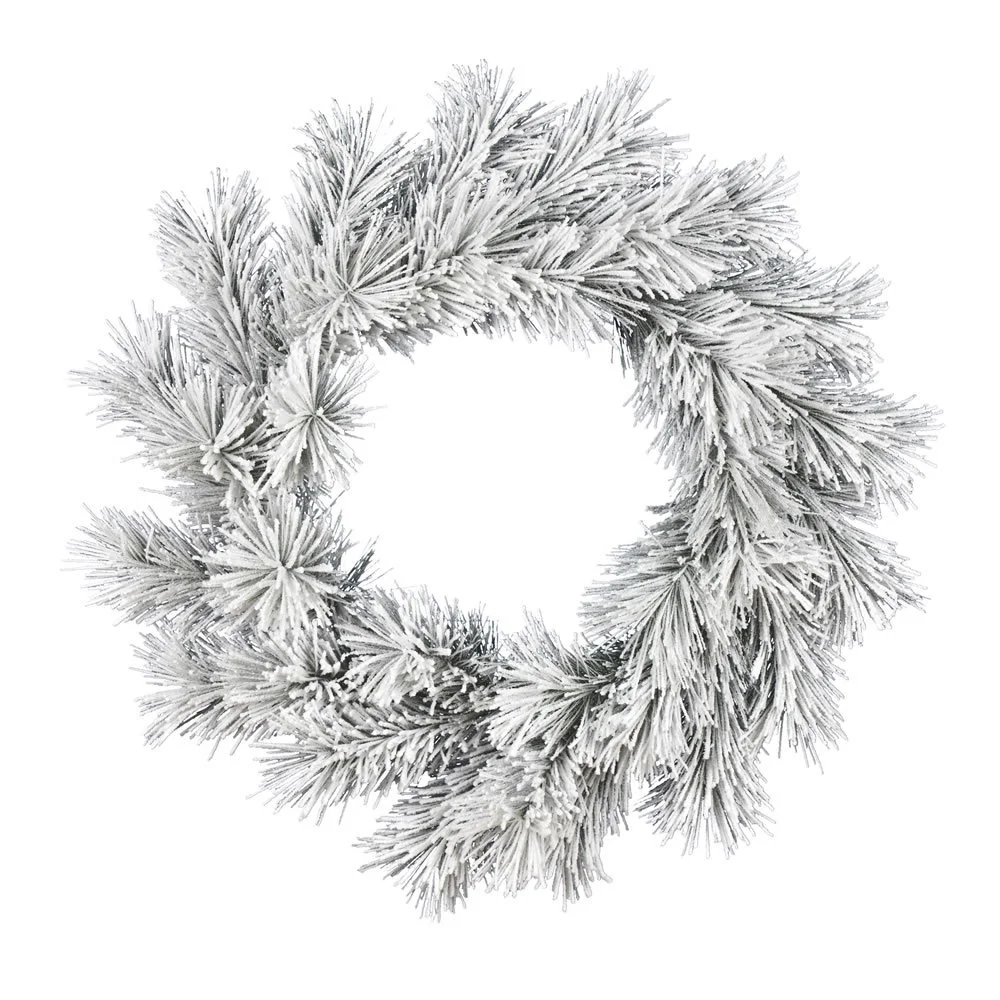 White Frosted Pine Holiday Winter Wreath