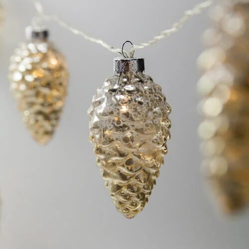 Gold Metallic Pinecone String Lights