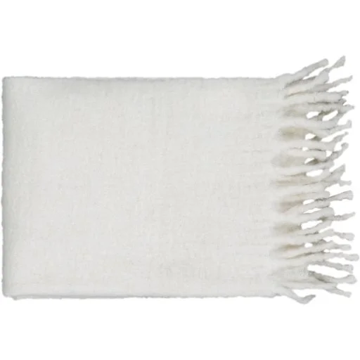 Winter White Fringe Accent Throw Modern Home Decor
