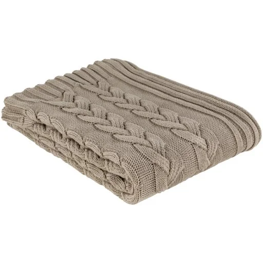 Taupe Classic Cable Knit Throw